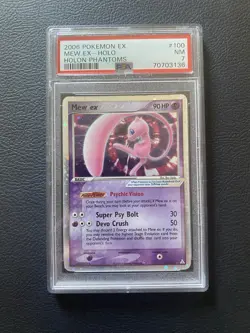 2006 POKEMON EX HOLON PHANTOMS #100 MEW EX-HOLO PSA 7 *SWIRL* - Image 1