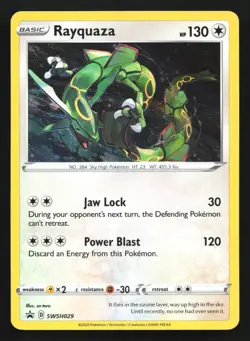 Pokemon Rayquaza SWSH029 Sword & Shield Cosmos Holo Black Star Promo LP - Image 1