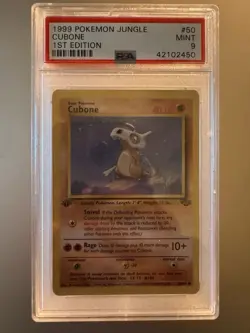 1999 POKEMON JUNGLE #50 CUBONE MINT 1st Edition PSA 9 - Image 1