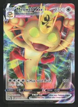 Pokemon Meowth VMAX SWSH005 Sword & Shield Holo Black Star Promo LP - Image 1