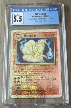 2002 POKEMON LEGENDARY COLLECTION REVERSE HOLO #17 NINETALES CGC 5.5 - Image 1