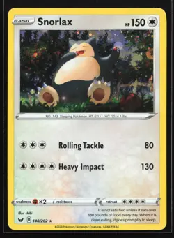 Pokemon Snorlax 140/202 Sword & Shield Cosmos Holo Rare NM - Image 1