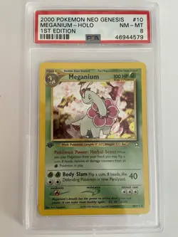 2000 Pokemon Neo Genesis Meganium Holo 1st Edition PSA 8 - Image 1