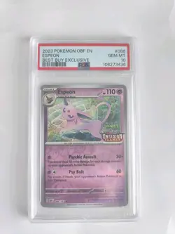 2023 POKEMON OBF EN-OBSIDIAN FLAMES BEST BUY EXCLUSIVE #086 ESPEON PSA 10 - Image 1