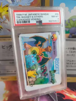 Pokemon Card #88 Team Rocket Charizard Pikachu Carddass Vending Japanese PSA 8 - Image 1
