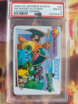 Pokemon Card #88 Team Rocket Charizard Pikachu Carddass Vending Japanese PSA 8 - Image 2