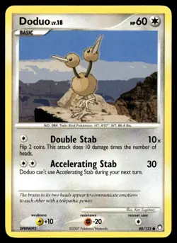 Doduo 80/123 Pokemon Card Mysterious Treasures Common 60 HP Near Mint N10 - Image 1