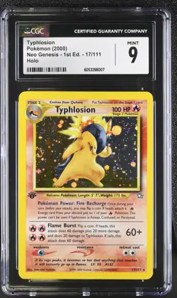 CGC 9 MINT Typhlosion 2000 Neo Genesis 1st Edition 17/111 Holo Pokemon Card - Image 1
