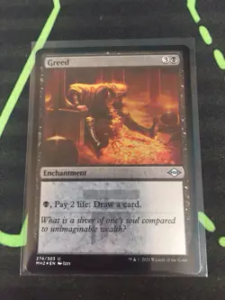 MTG Magic The Gathering Greed Foil Etched Black Enchantment Commander - Image 1