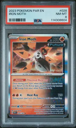 2023 POKEMON PAR EN-PARADOX RIFT #028 IRON MOTH PSA 8 - Image 1
