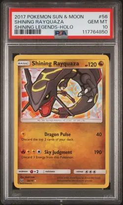 2017 POKEMON SUN & MOON SHINING LEGENDS #56 SHINING RAYQUAZA-HOLO PSA 10 - Image 1