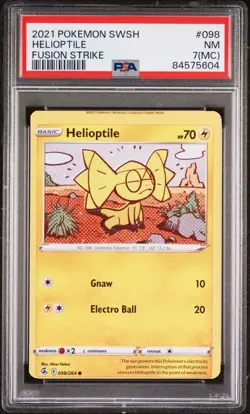 PSA 7(MC) 2021 Pokemon SWSH Helioptile Fusion Strike #098 Mint POP 1 Miscut - Image 1