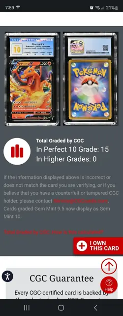 (POP 15) CGC 10 PERFECT Japanese Pokemon 2020 Charizard V 001/021 VMAX Starter - Image 4