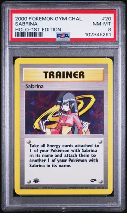 2000 Pokemon Gym Challenge 1st Edition 20/132 Sabrina Holo PSA 8 NM-MT - Image 1