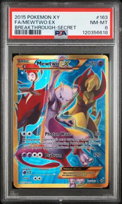 2015 POKEMON XY BREAKTHROUGH SECRET #163 FULL ART/MEWTWO EX PSA 8 - Image 1