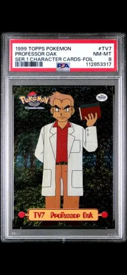 1999 TOPPS POKEMON #TV7 PROFESSOR OAK SER.1 CHARACTER CARDS-FOIL PSA 8 NM-MT - Image 1
