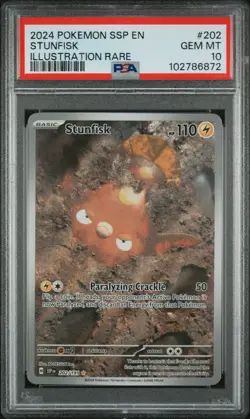 2024 POKEMON SSP EN-SURGING SPARKS ILLUSTRATION RARE #202 STUNFISK PSA 10 - Image 1