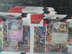 Pokemon TCG SV03 Obsidian Flames Triple (3 Pack) Blister x11 New & Sealed - Image 2