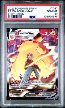 2022 POKEMON SWORD & SHIELD LOST ORIGIN #TG17 FULL ART/PIKACHU VMAX PSA 10 - Image 1