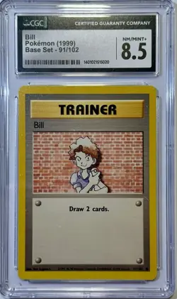 Bill Pokemon (1999) Base Set - 91/102- CGC Graded Mint + 8.5 - Image 1
