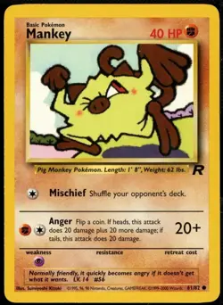 Mankey Pokemon Team Rocket TCG Card 61/82 Vintage 2000 - Image 1