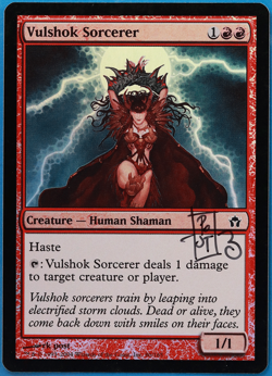 Vulshok Sorcerer FOIL Fifth Dawn NM Red Common SIGNED CARD (505097) ABUGames - Image 1