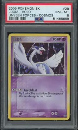 SWIRL PSA 8 LUGIA 2005 POKEMON EX UNSEEN FORCES COSMOS #29 HOLO - Image 1