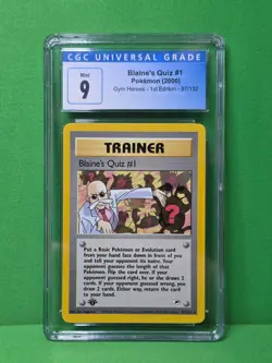 POKEMON 2000 GYM HEROES BLAINE'S QUIZ #1 1ST ED 97/132 CGC 9 - Image 1