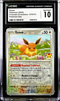 Eevee #074 Pokemon Day Reverse Holo - Prismatic Evolutions - CGC Gem Mint 10 - Image 1