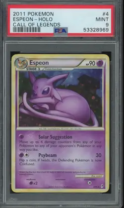 PSA 9 ESPEON HOLO 2011 POKEMON CALL OF LEGENDS #4 MINT - Image 1