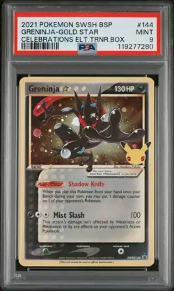 2021 POKEMON SWSH BLACK STAR PROMO #144 GRENINJA-GOLD STAR PSA 9 - Image 1
