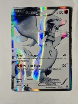 Pokemon Reshiram Full Art Ultra Rare Holo Card 113/114 Black and White / DMG - Image 1