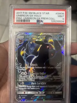 Pokemon Umbreon GX TCG Full Art Holo Card SM36 Black Star Promo PSA 9 Mint - Image 1