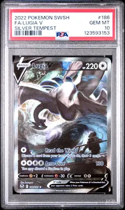 2022 POKEMON SWORD & SHIELD SILVER TEMPEST #186 FULL ART/LUGIA V PSA 10 - Image 1