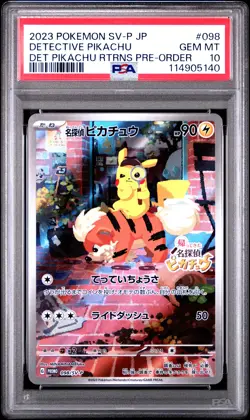 2023 POKEMON JPN SV-P PROMO #098 DETECTIVE PIKACHU PSA 10 - Image 1