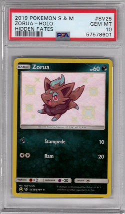 2019 Pokemon Sun & Moon Hidden Fates Shiny Vault SV25 Zorua Holo PSA 10 Gem Mint - Image 1