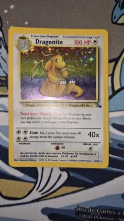 Dragonite 4/62 Fossil Unlimited Holo Rare Pokemon MP/HP TCG WOTC Vintage Played - Image 1