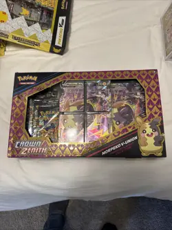 Pokemon TCG Morpeko V-Union Crown Zenith Premium Box - 5 Booster Packs + Playmat - Image 1