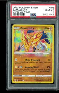 PSA 10 Zamazenta - 102/185 - Vivid Voltage Graded Pokemon - Image 1