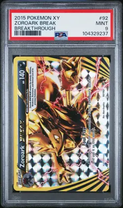 2015 POKEMON XY BREAKTHROUGH #92 ZOROARK BREAK PSA 9 - Image 1