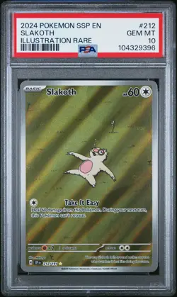 2024 POKEMON SSP EN-SURGING SPARKS ILLUSTRATION RARE #212 SLAKOTH PSA 10 - Image 1