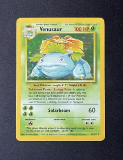 Venusaur Holo 15/102 NM- Base Set 2000 Pokemon TCG - Image 1