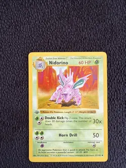 1st Edition Nidorino Base Set 37/102 SHADOWLESS Regular Uncommon Pokemon WOTC LP - Image 3