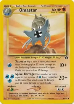 Omastar Pokemon Neo Discovery card 43/75 Vintage 2001 - Image 1