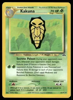 Kakuna Pokemon Neo Discovery card 41/75 Vintage 2001 - Image 1