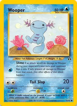 Wooper Pokemon Neo Discovery card 71/75 Vintage 2001 - Image 1