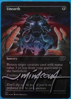 Unearth (Borderless) FOIL Double Masters 2022 NM SIGNED CARD (505182) ABUGames - Image 1