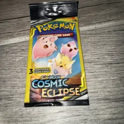 2019 Pokemon 3 Card Booster Pack Sun & Moon Cosmic Eclipse Sealed Hanger Style - Image 2