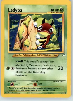 Ledyba Pokemon Neo Destiny card 71/105 Vintage 2002 - Image 1