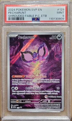 2024 POKEMON SVP EN SHROUDED FABLE POKEMON CENTER ETB PROMO #129 PECHARUNT PSA 9 - Image 1